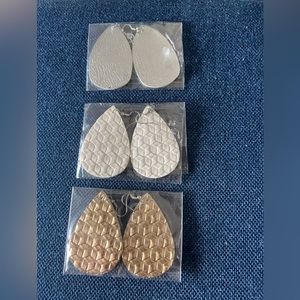 NWOT - 3 Pairs of Faux Leather Drop Earrings